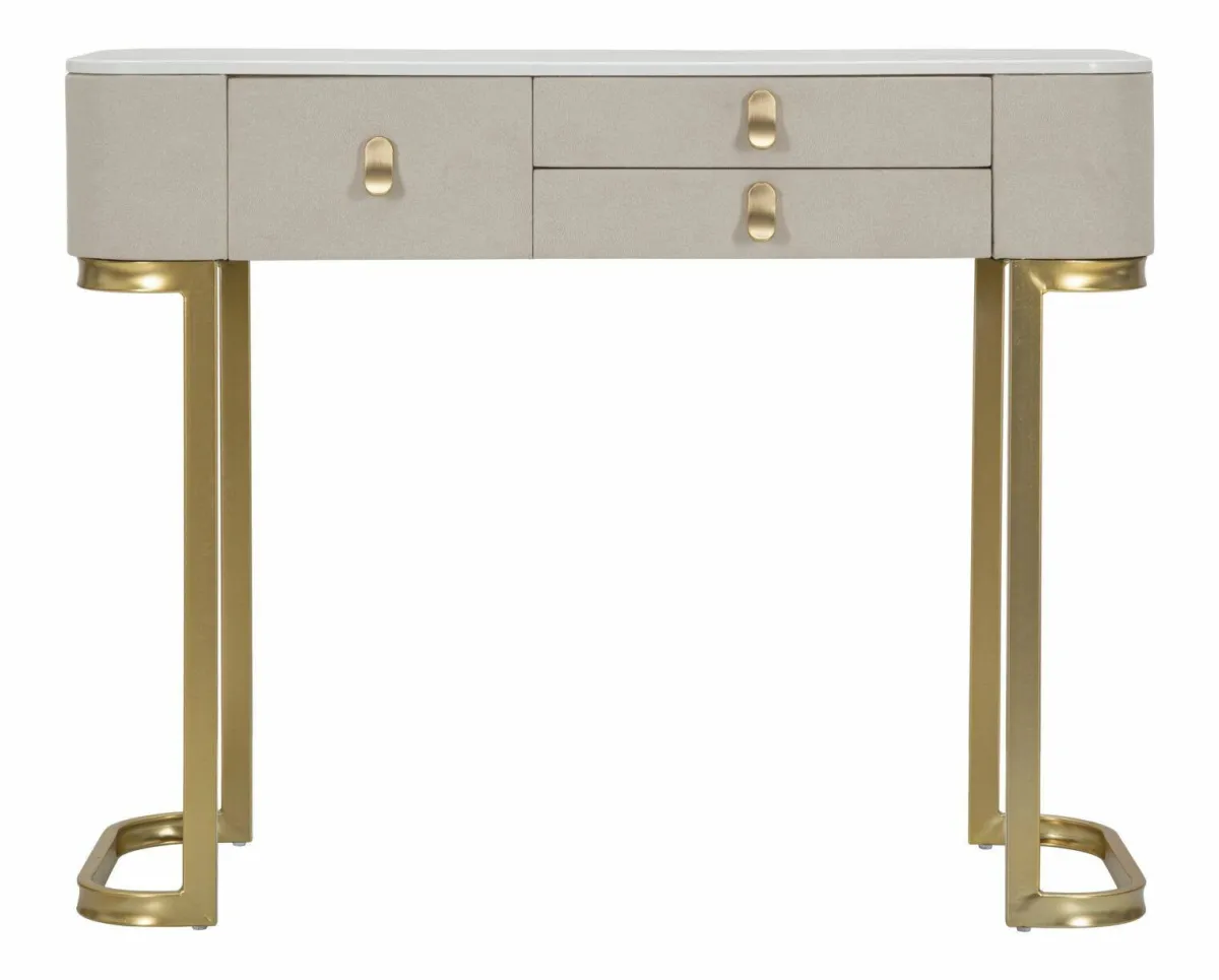 Consolle > Dmora Consolle 100x40x80h cm crema e oro - Ronda Oro, Bianco Crema