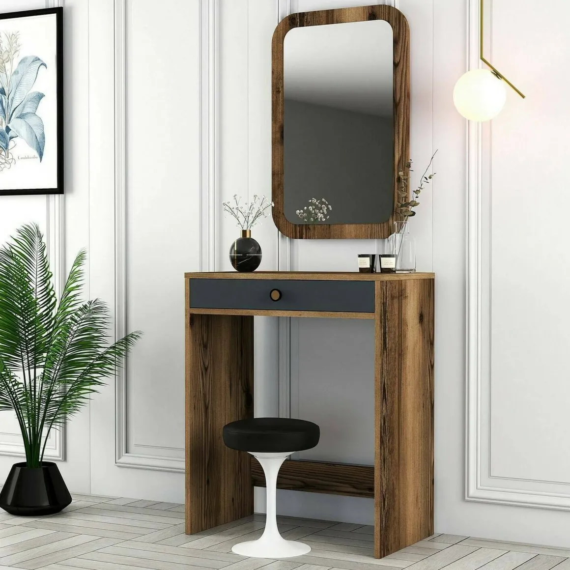 Consolle 70x84x40h cm noce e antracite - Baunei