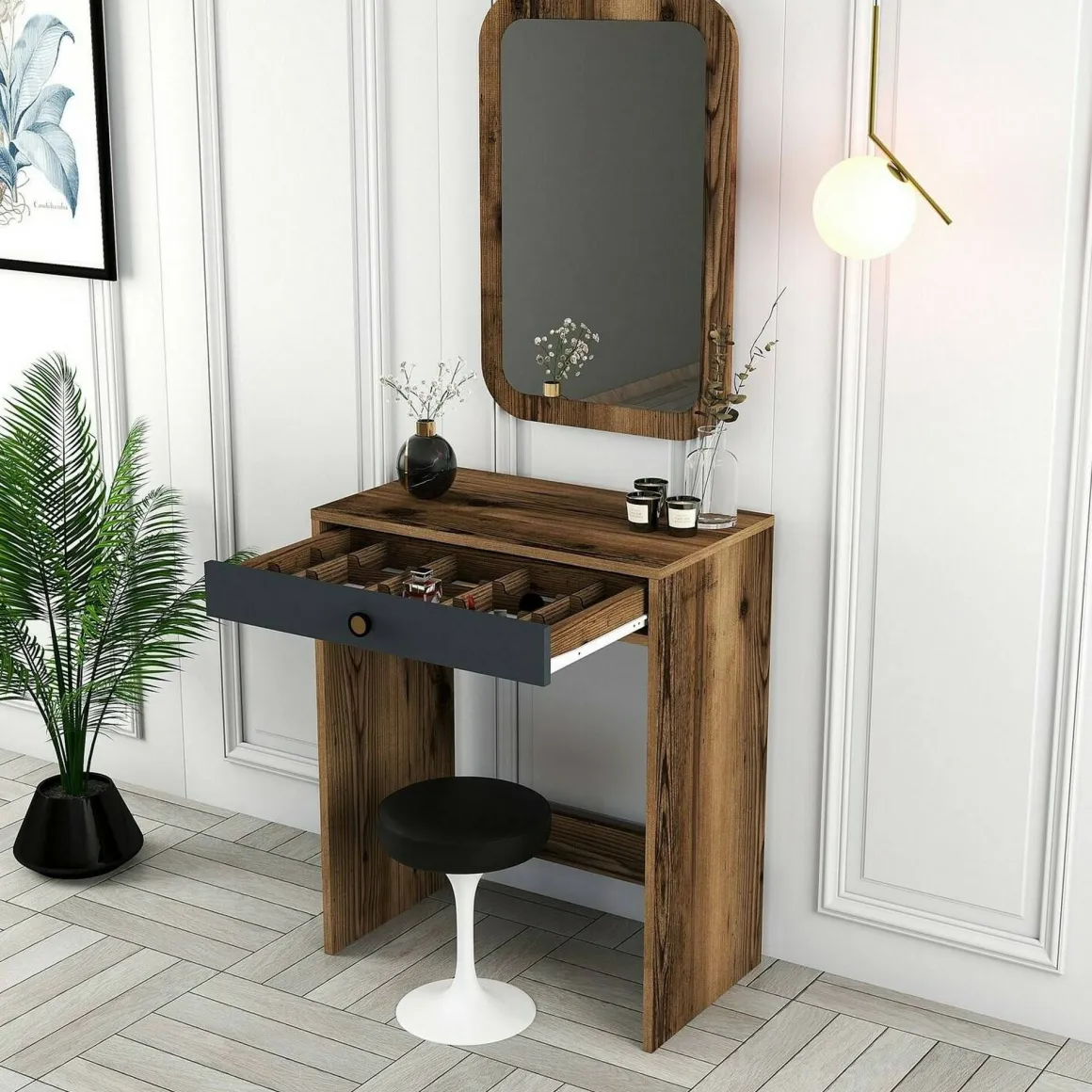 Consolle 70x84x40h cm noce e antracite - Baunei