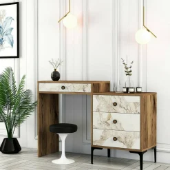 Consolle|Salotto > Dmora Consolle 124x40x84h cm noce e bianco - Artegna Bianco, Marrone Noce