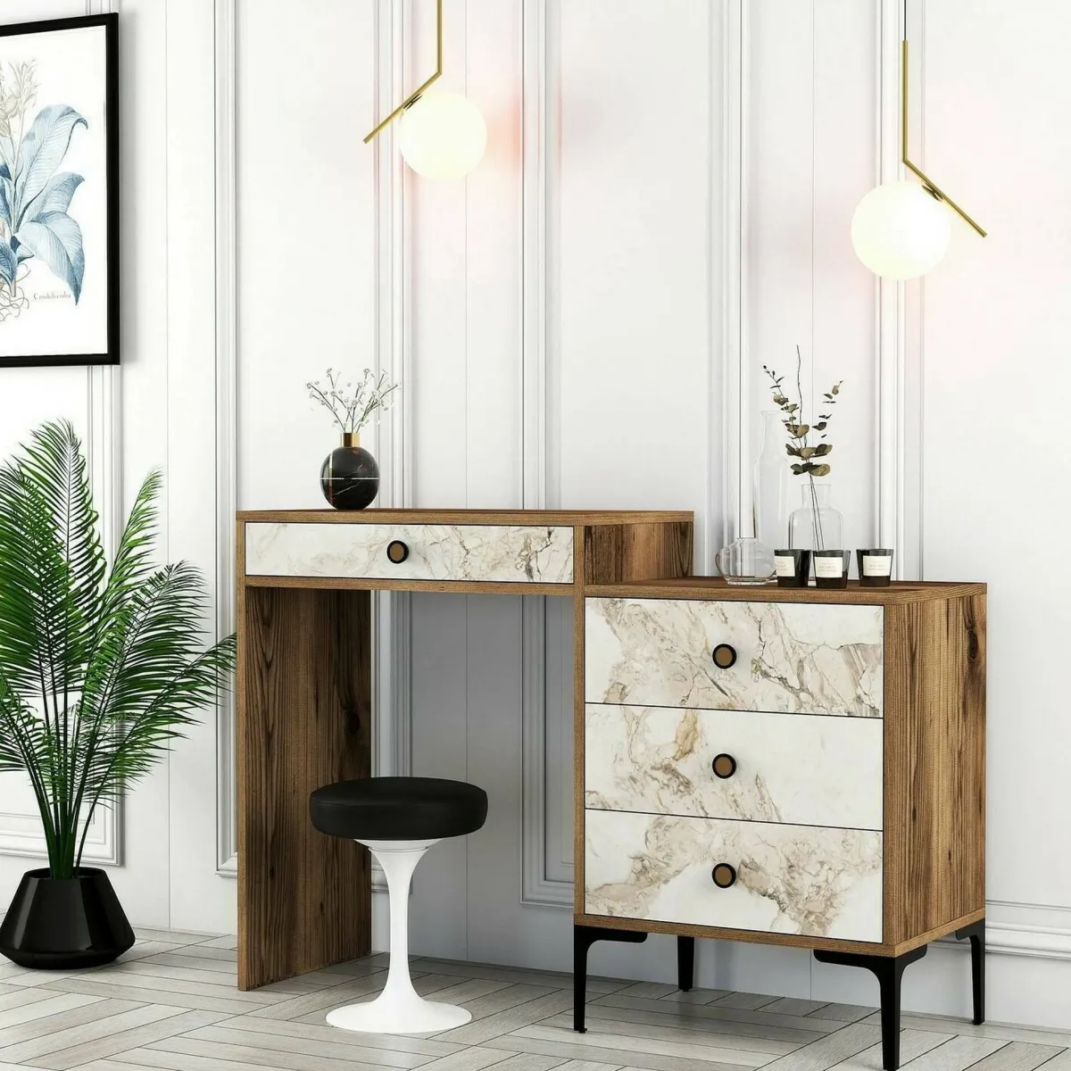 Consolle|Salotto > Dmora Consolle 124x40x84h cm noce e bianco - Artegna Bianco, Marrone Noce