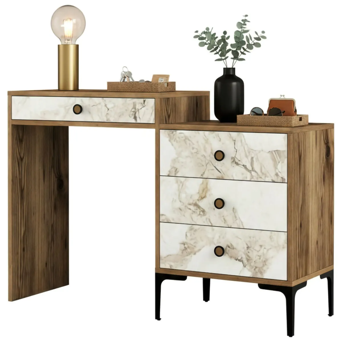 Consolle|Salotto > Dmora Consolle 124x40x84h cm noce e bianco - Artegna Bianco, Marrone Noce