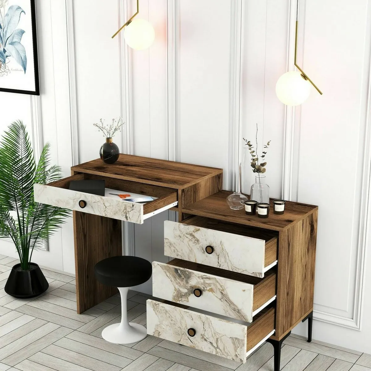 Consolle|Salotto > Dmora Consolle 124x40x84h cm noce e bianco - Artegna Bianco, Marrone Noce
