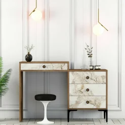 Consolle|Salotto > Dmora Consolle 124x40x84h cm noce e bianco - Artegna Bianco, Marrone Noce