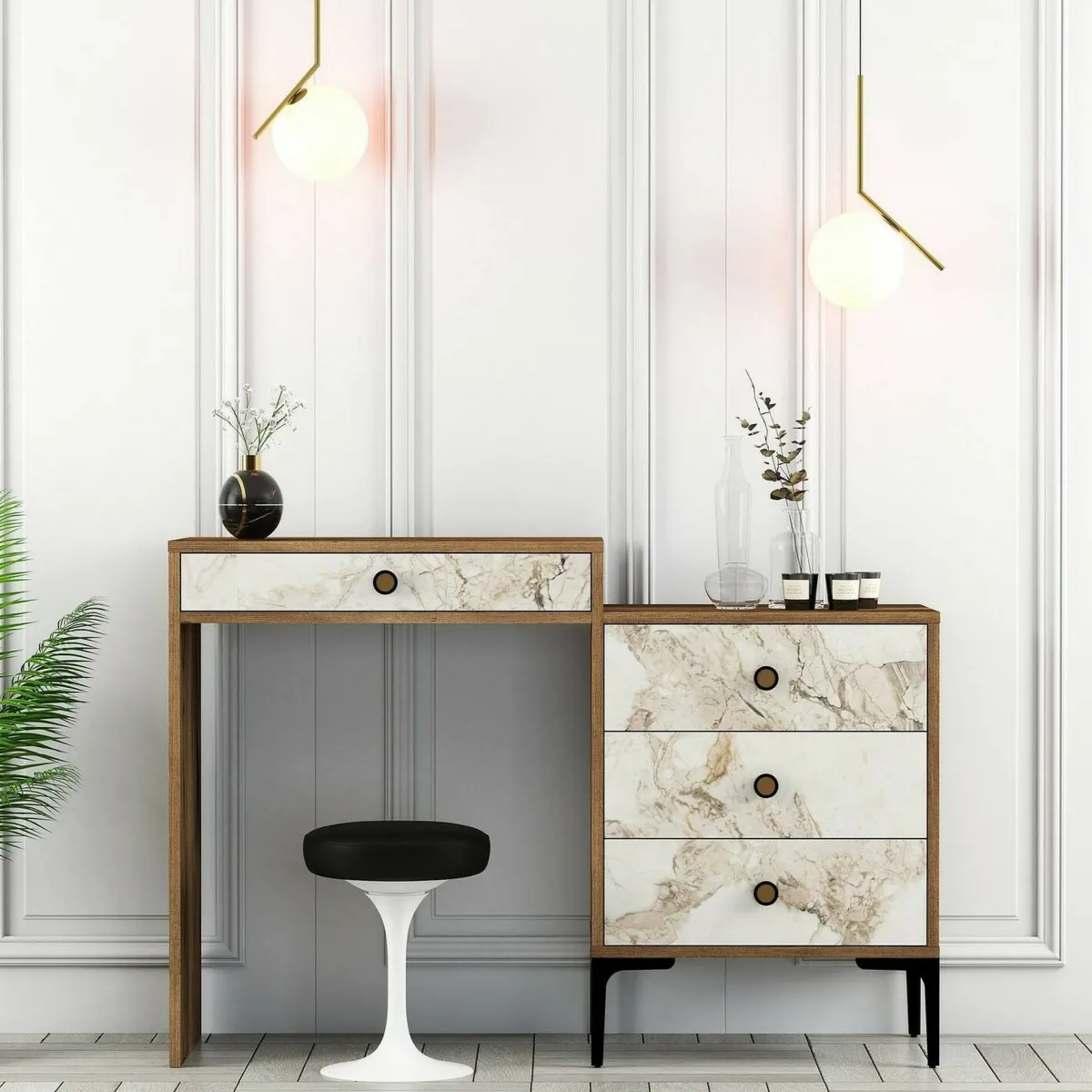 Consolle|Salotto > Dmora Consolle 124x40x84h cm noce e bianco - Artegna Bianco, Marrone Noce