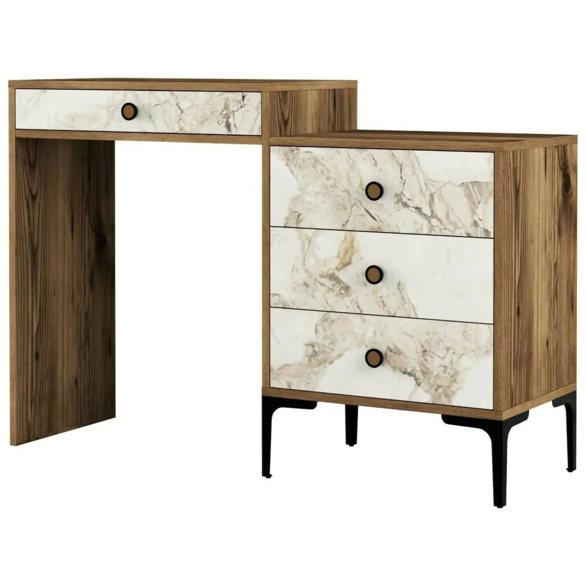 Consolle|Salotto > Dmora Consolle 124x40x84h cm noce e bianco - Artegna Bianco, Marrone Noce