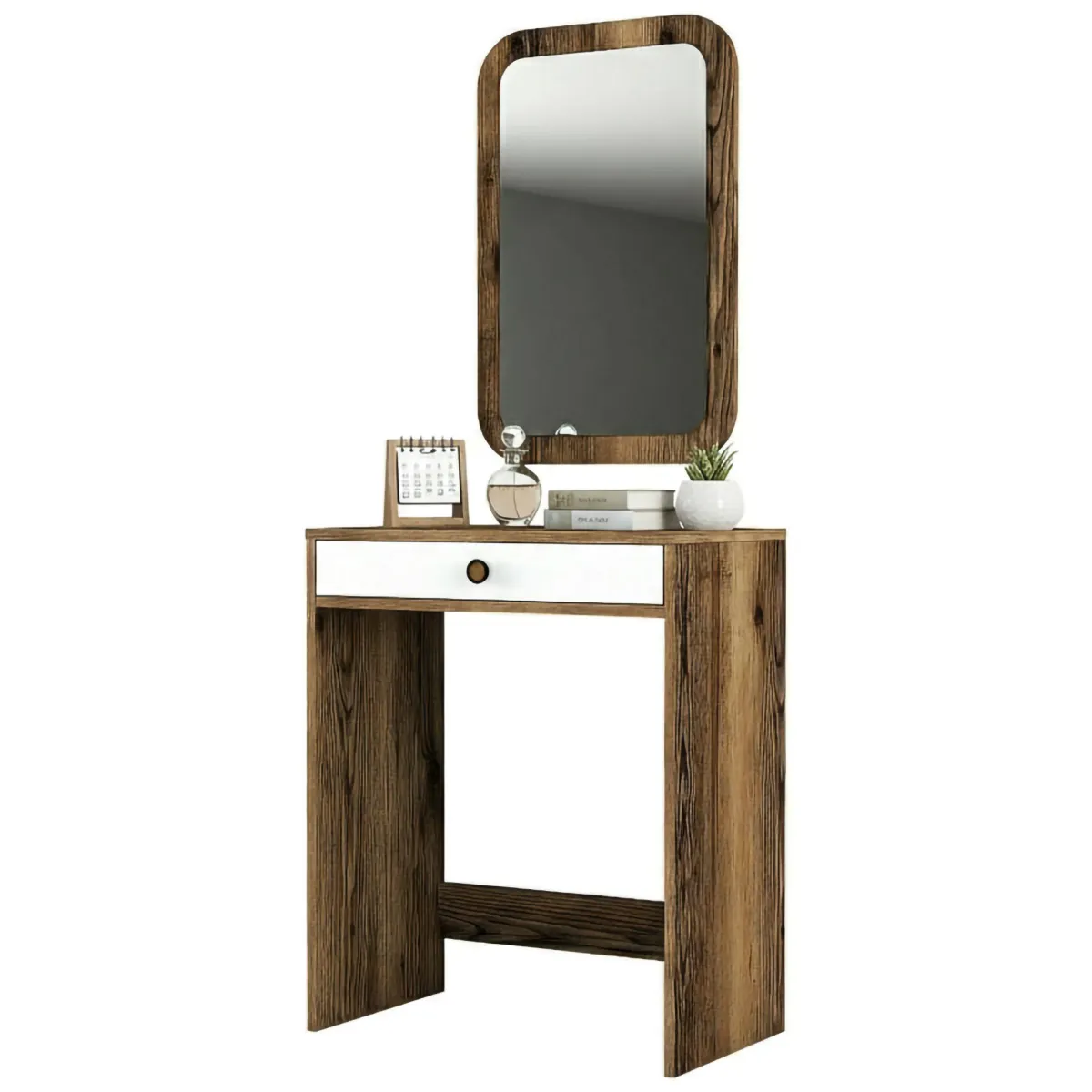Consolle|Salotto > Dmora Consolle 70x84x40h cm noce e bianco - Baunei Bianco, Marrone Noce