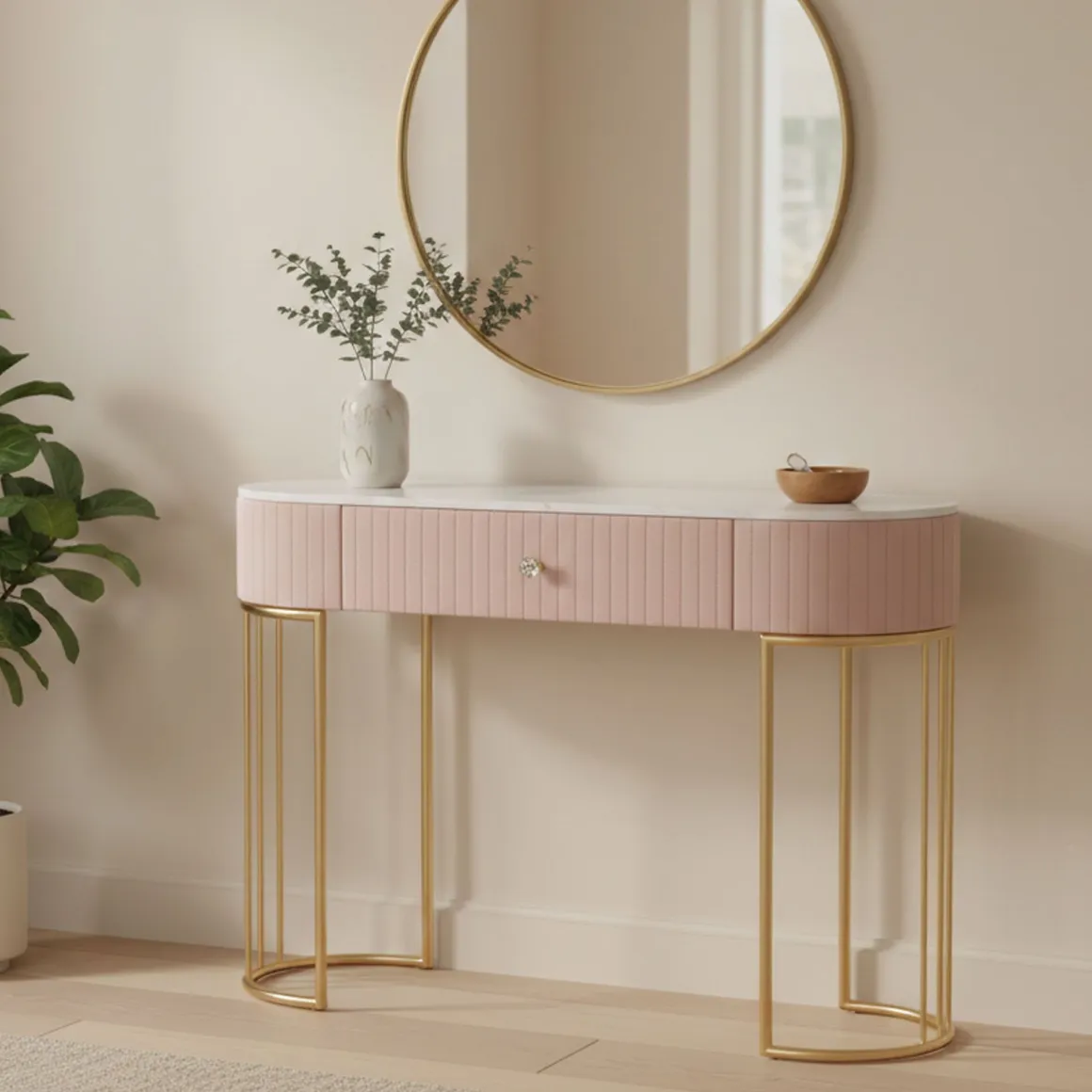 Consolle 100x40x75h cm rosa e bianco - Abstraktes