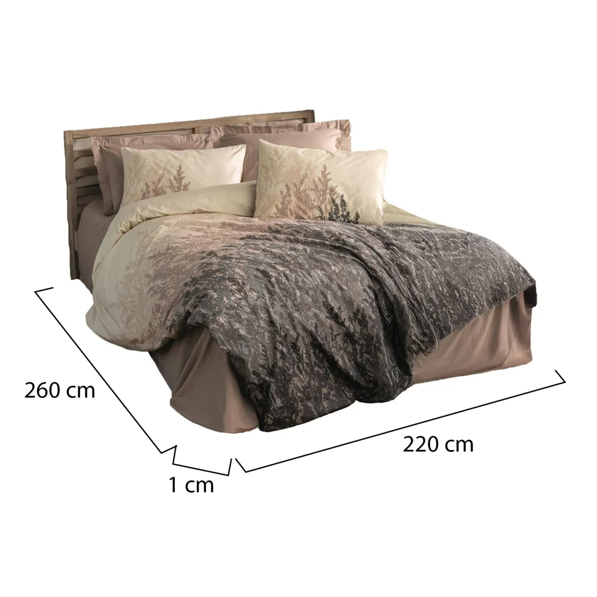 Copripiumino Matrimoniale > Dmora Copripiumino matrimoniale Cortland, 260x220 cm, Misura copricuscini: 50x80 cm Beige