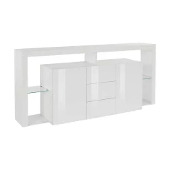 Cucina|Salotto > Dmora Credenza Aba, 180x40h80 cm, lucido Bianco