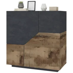 Cucina|Madie > Dmora Credenza acero e ardesia 100x43x106h cm 2 ante - Arbal Grigio Ardesia, Marrone Acero