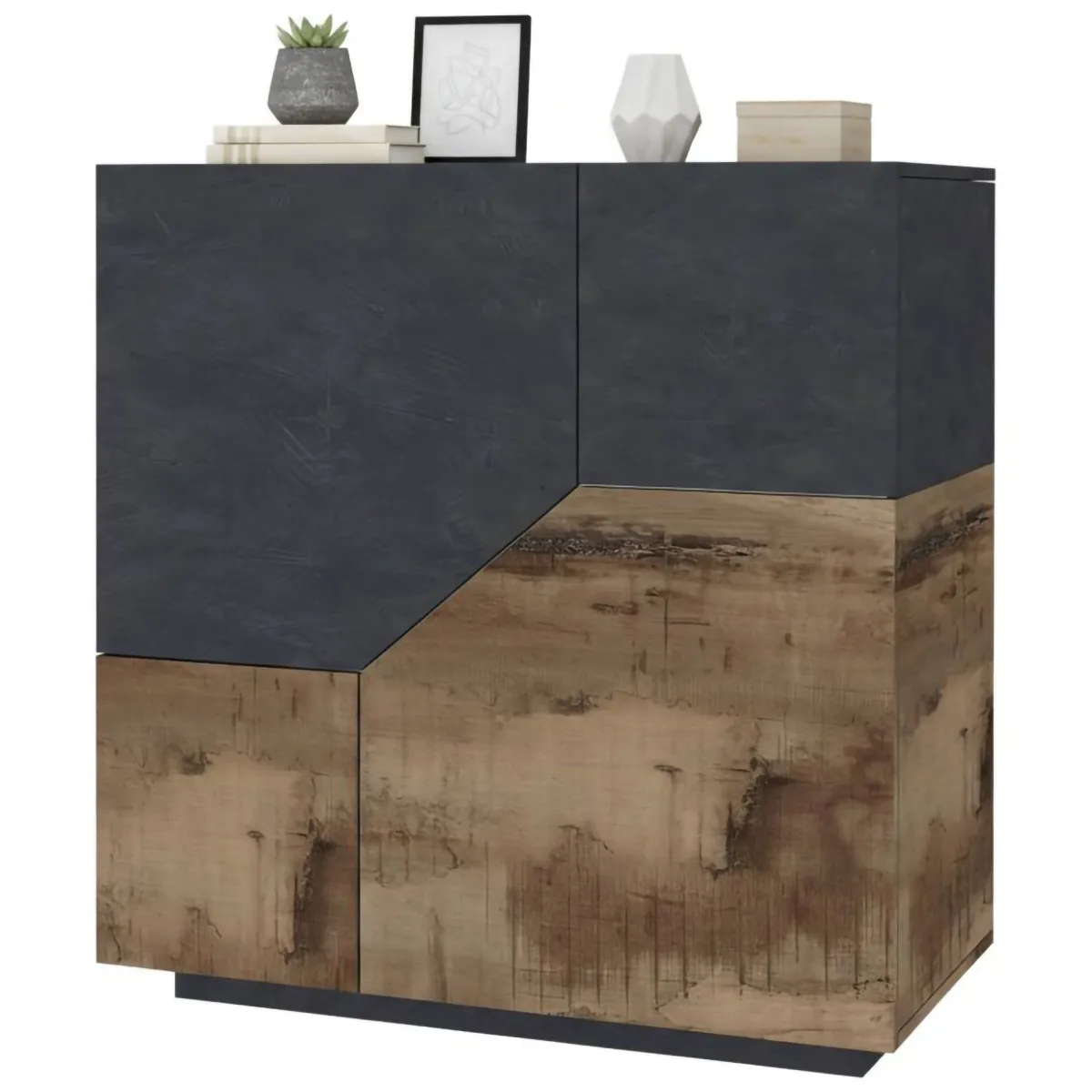 Cucina|Madie > Dmora Credenza acero e ardesia 100x43x106h cm 2 ante - Arbal Grigio Ardesia, Marrone Acero