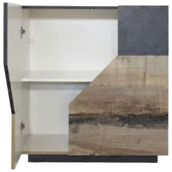 Cucina|Madie > Dmora Credenza acero e ardesia 100x43x106h cm 2 ante - Arbal Grigio Ardesia, Marrone Acero