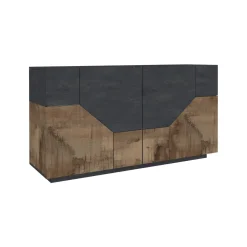 Cucina|Madie > Dmora Credenza acero e ardesia 158x43x86h cm 4 ante - Agis Grigio Ardesia, Marrone Acero