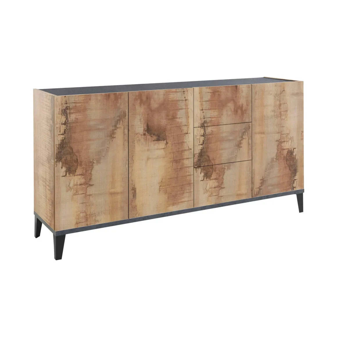 Credenza acero e ardesia 160x40x82h cm 3 ante e 3 cassetti - Abic