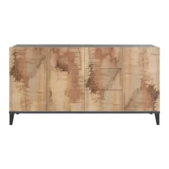 Credenza acero e ardesia 160x40x82h cm 3 ante e 3 cassetti - Abic