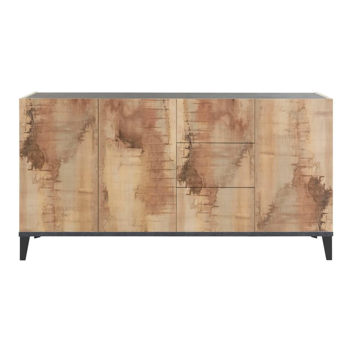 Credenza acero e ardesia 160x40x82h cm 3 ante e 3 cassetti - Abic