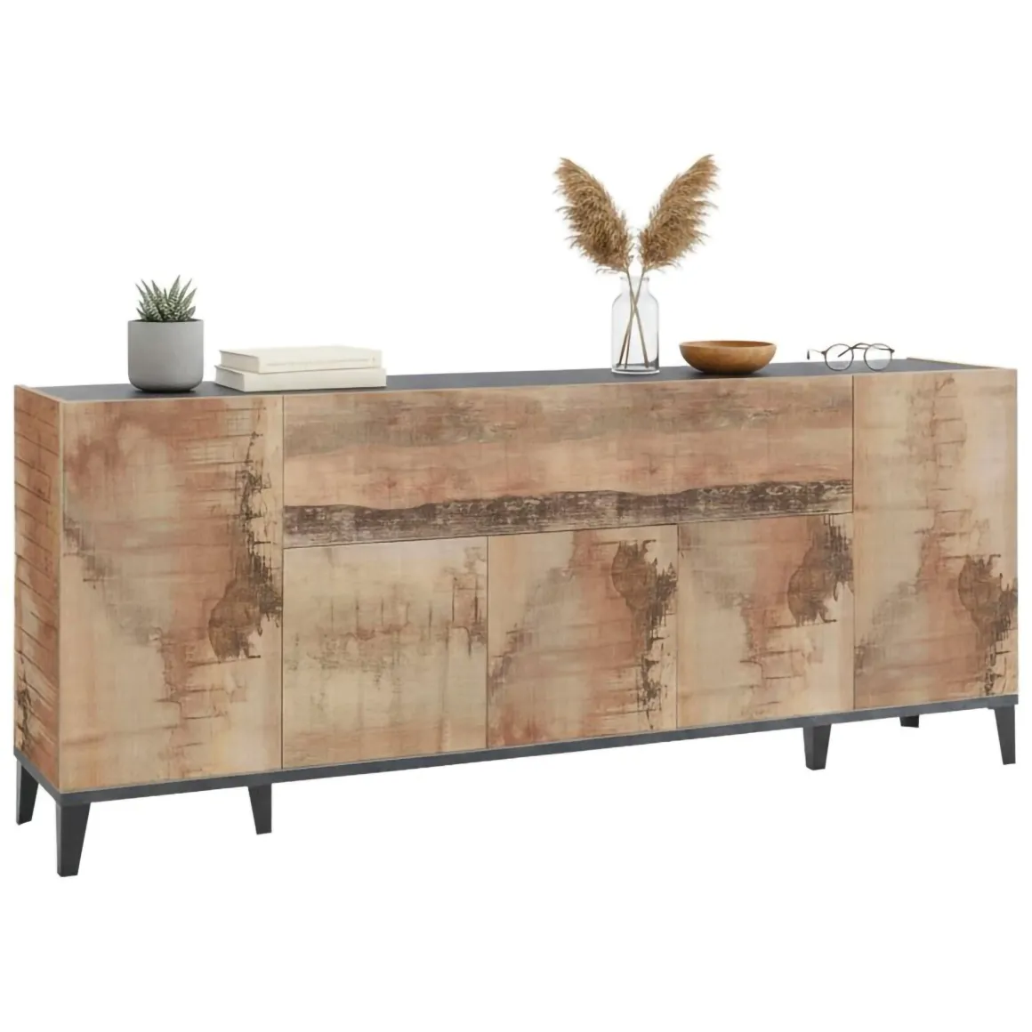 Credenza acero e ardesia 200x40x82h cm 6 ante - Amour
