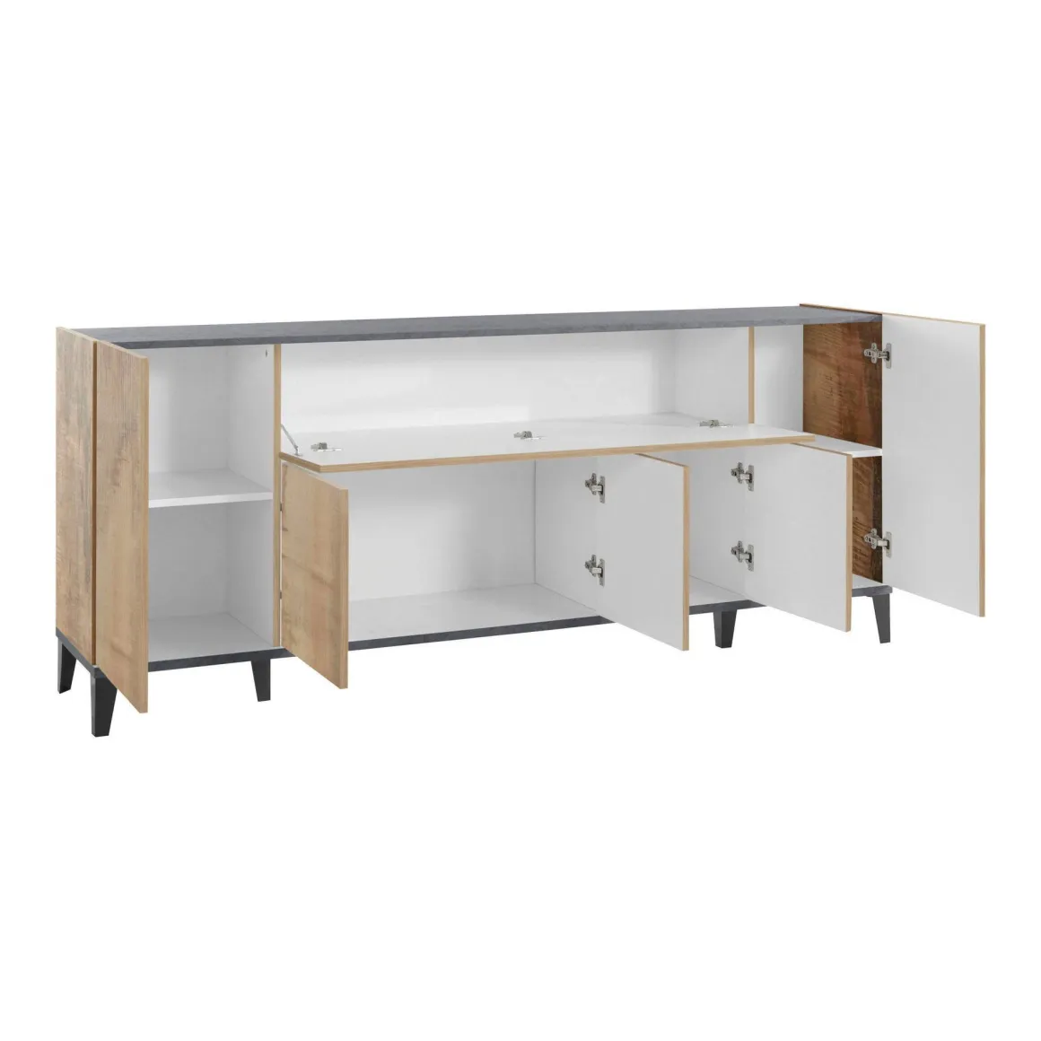 Credenza acero e ardesia 200x40x82h cm 6 ante - Amour