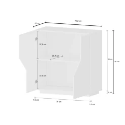 Credenza acero e ardesia 79x43x86h cm 2 ante - Amento