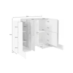 Credenza Age, cm 130x45h100, Bianco lucido