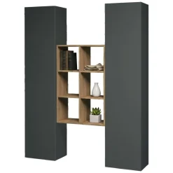 Credenza alta antracite e acero 40x30x180h cm 2 ante - Danila