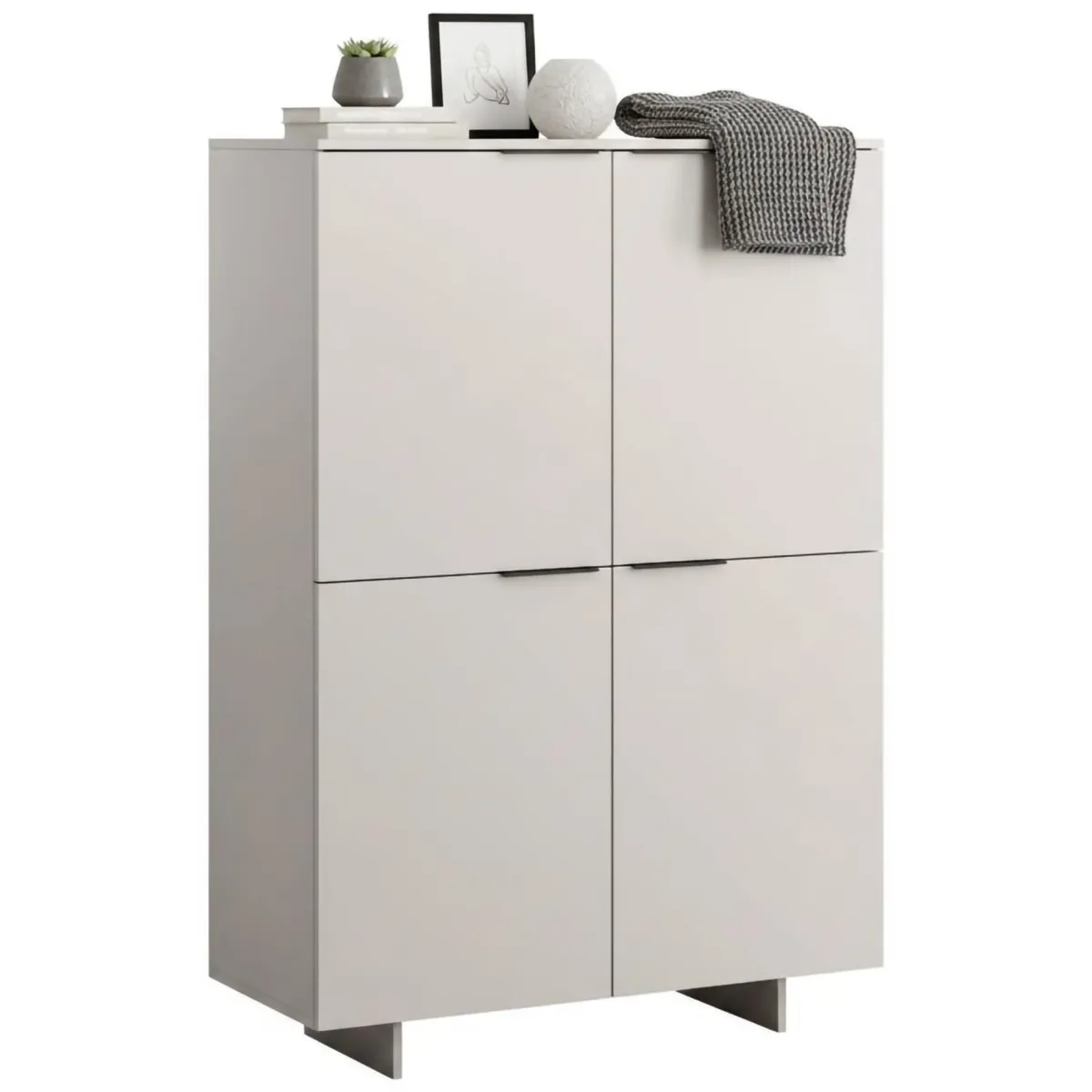 Madie|Credenze > Dmora Credenza alta beige 100x41x145h cm 4 ante - Colonno Beige Cashmere