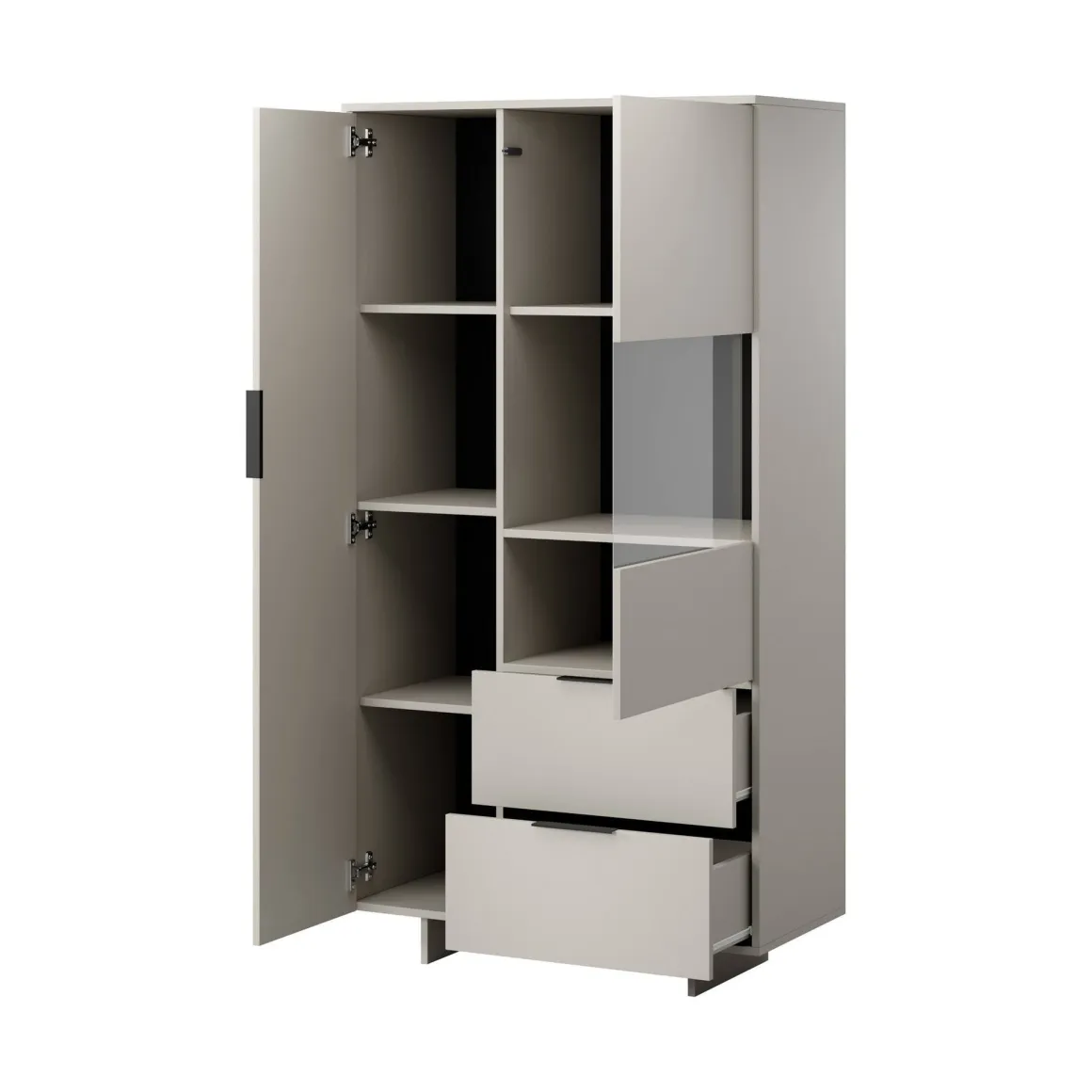 Credenza alta beige 90x41x170h cm 2 ante e 2 cassetti - Rimella