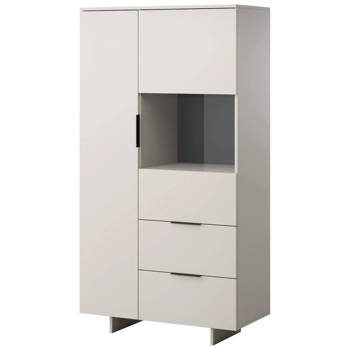 Credenza alta beige 90x41x170h cm 2 ante e 2 cassetti - Rimella