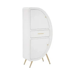 Credenza alta bianca e oro 60x32x133h cm 2 ante e 1 cassetto - Tellier