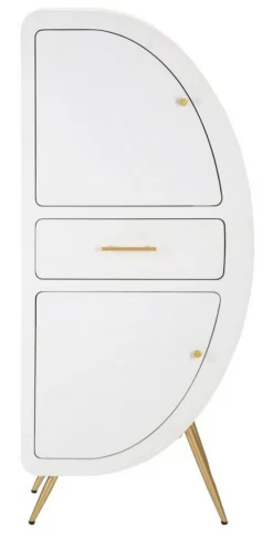 Credenza alta bianca e oro 60x32x133h cm 2 ante e 1 cassetto - Tellier