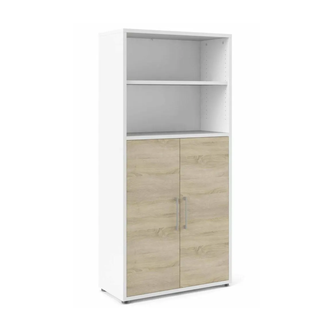 Credenza alta bianca e quercia 89x40x186h cm 2 ante - Saotome