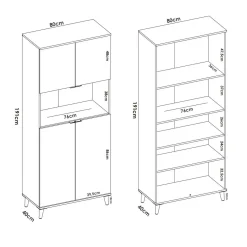 Credenza alta bianca e rovere porta microonde 80x40x191h cm 4 ante - Acura