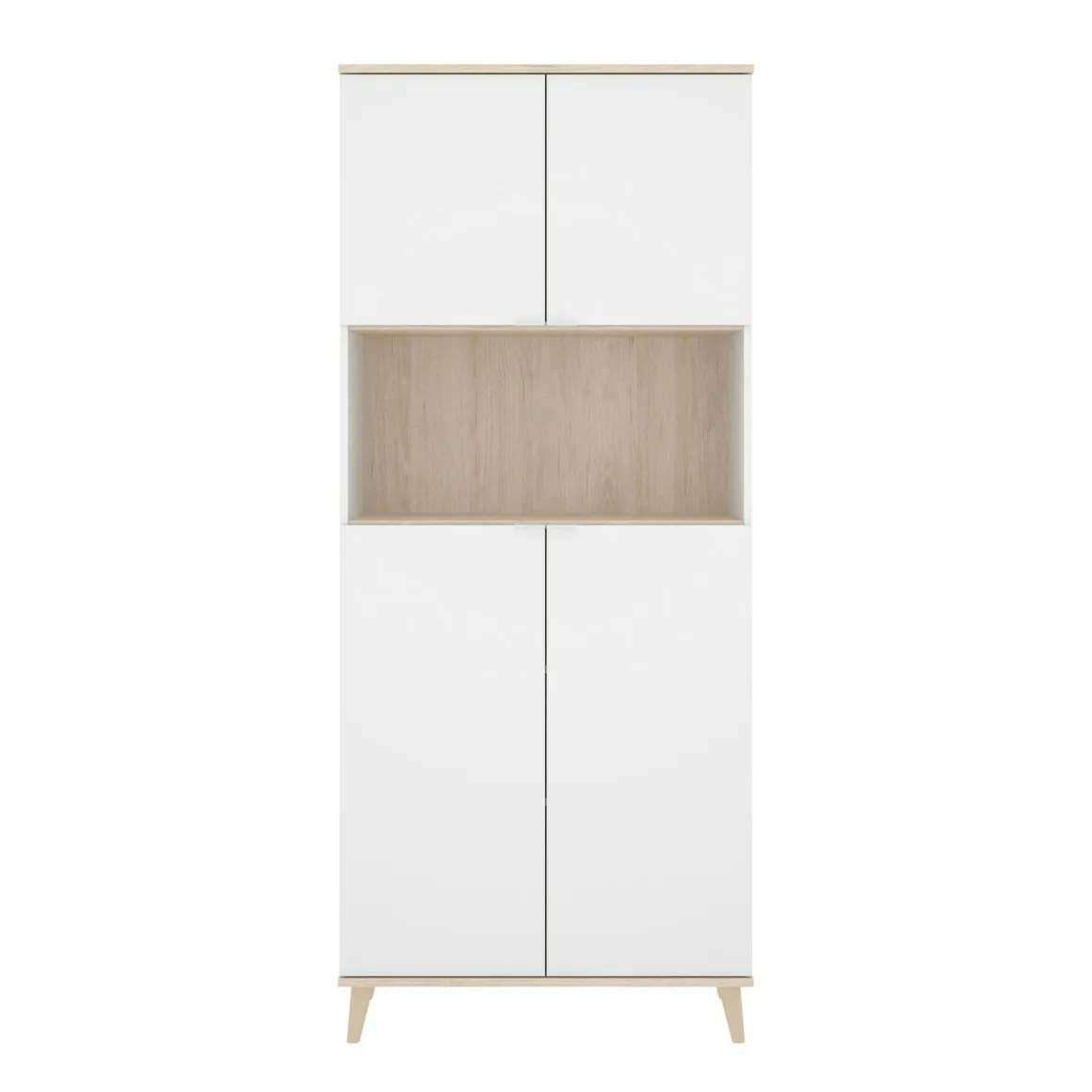 Credenza alta bianca e rovere porta microonde 80x40x191h cm 4 ante - Acura