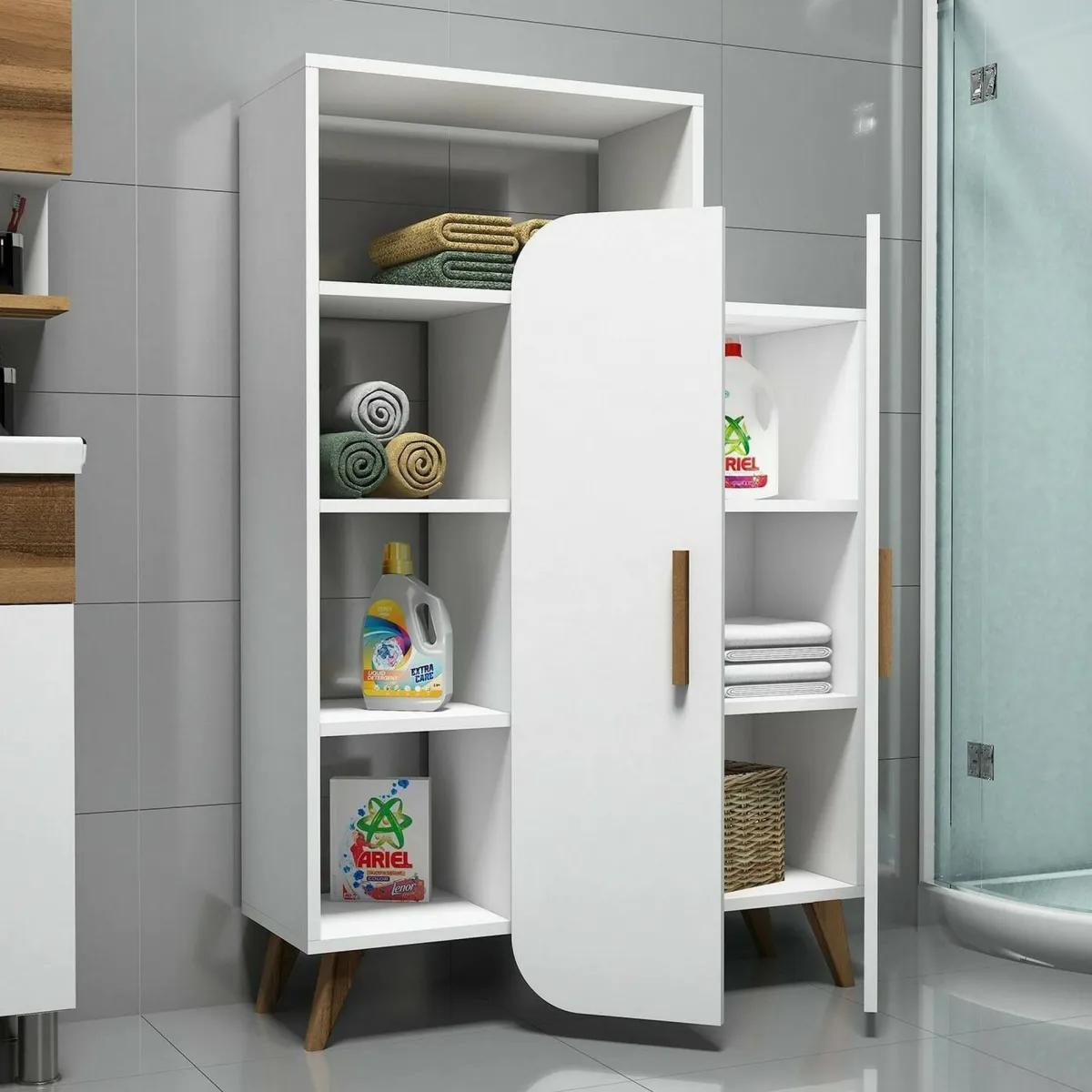 Cucina|Madie > Dmora Credenza alta bianca 90x32x132h cm 2 ante - Tormalina Bianco