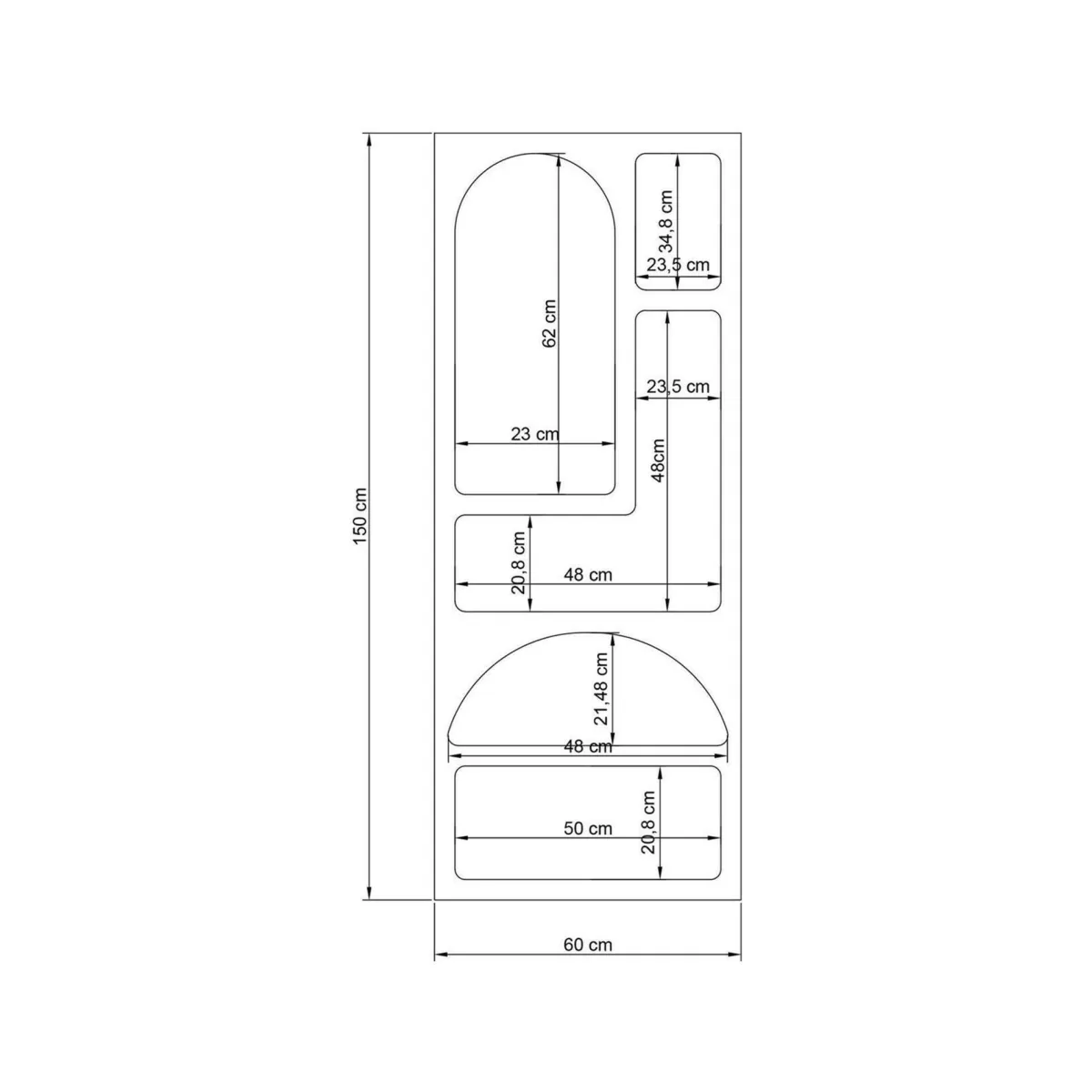 Cucina|Madie > Dmora Credenza alta bianca 60x32x150h cm 5 vani - Arsenio Bianco