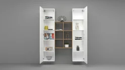 Credenza alta bianco lucida e acero 40x30x180h cm 2 ante - Danila