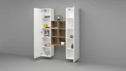 Credenza alta bianco lucida e acero 40x30x180h cm 2 ante - Danila