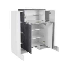 Credenza alta bianco lucida e ardesia 130x45x135h cm 5 ante - Acquadolce