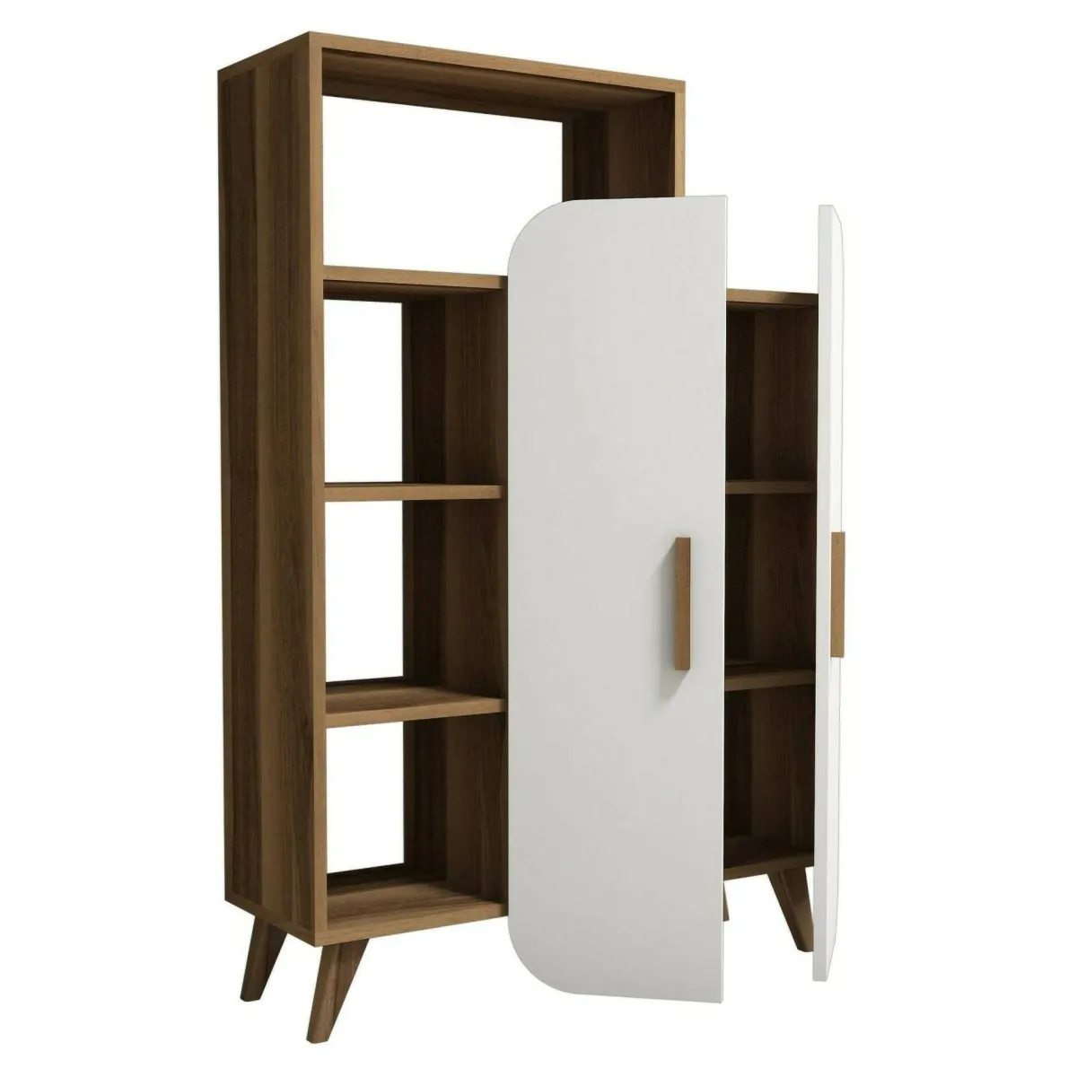 Cucina|Madie > Dmora Credenza alta noce e bianca 90x32x132h cm 2 ante - Tormalina Bianco, Marrone Noce