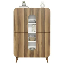 Credenza alta noce e bianca 93x31x144h cm 2 ante - Novella
