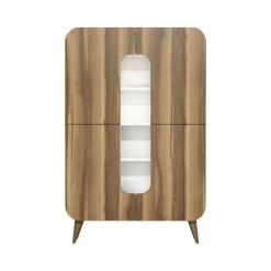 Credenza alta noce e bianca 93x31x144h cm 2 ante - Novella