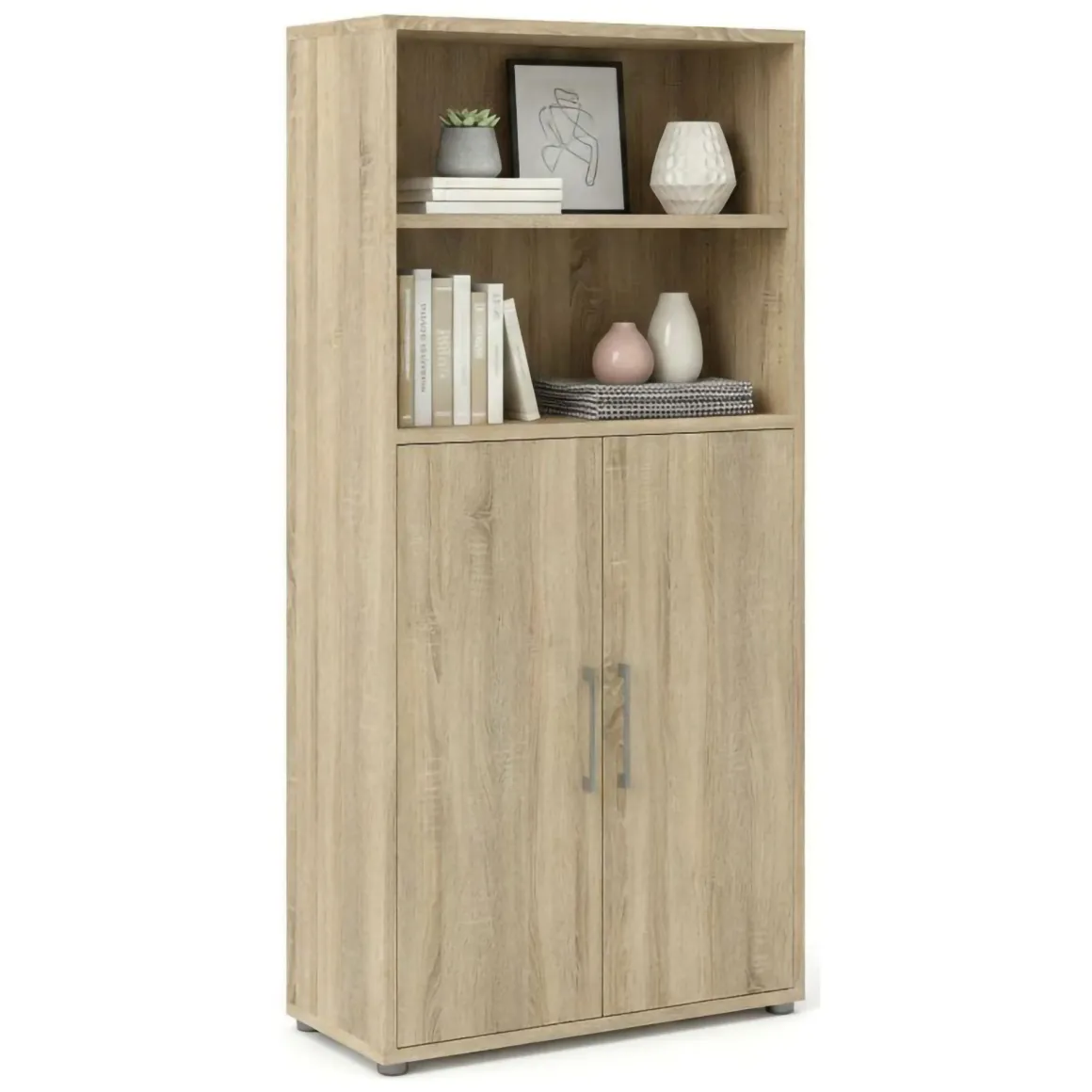 Madie|Credenze > Dmora Credenza alta quercia 89x40x221h cm 2 ante - Valsesia Marrone Quercia