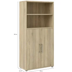 Madie|Credenze > Dmora Credenza alta quercia 89x40x221h cm 2 ante - Valsesia Marrone Quercia