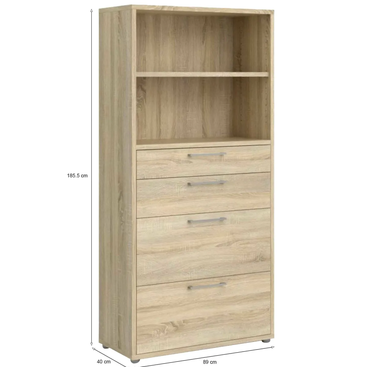 Madie|Credenze > Dmora Credenza alta quercia 89x40x185h cm 4 cassetti - Ciudad Marrone Quercia