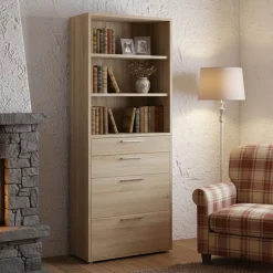 Credenza alta quercia 89x40x221h cm 4 cassetti - Aritzo