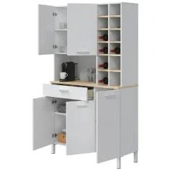 Credenza alta rovere e bianca 108x40x186h cm 5 ante e 1 cassetto - Alima