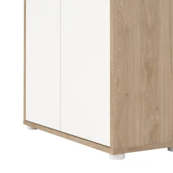 Madie|Credenze > Dmora Credenza alta rovere e bianca 79x34x204h cm 4 ante - Pierre Bianco, Marrone Rovere