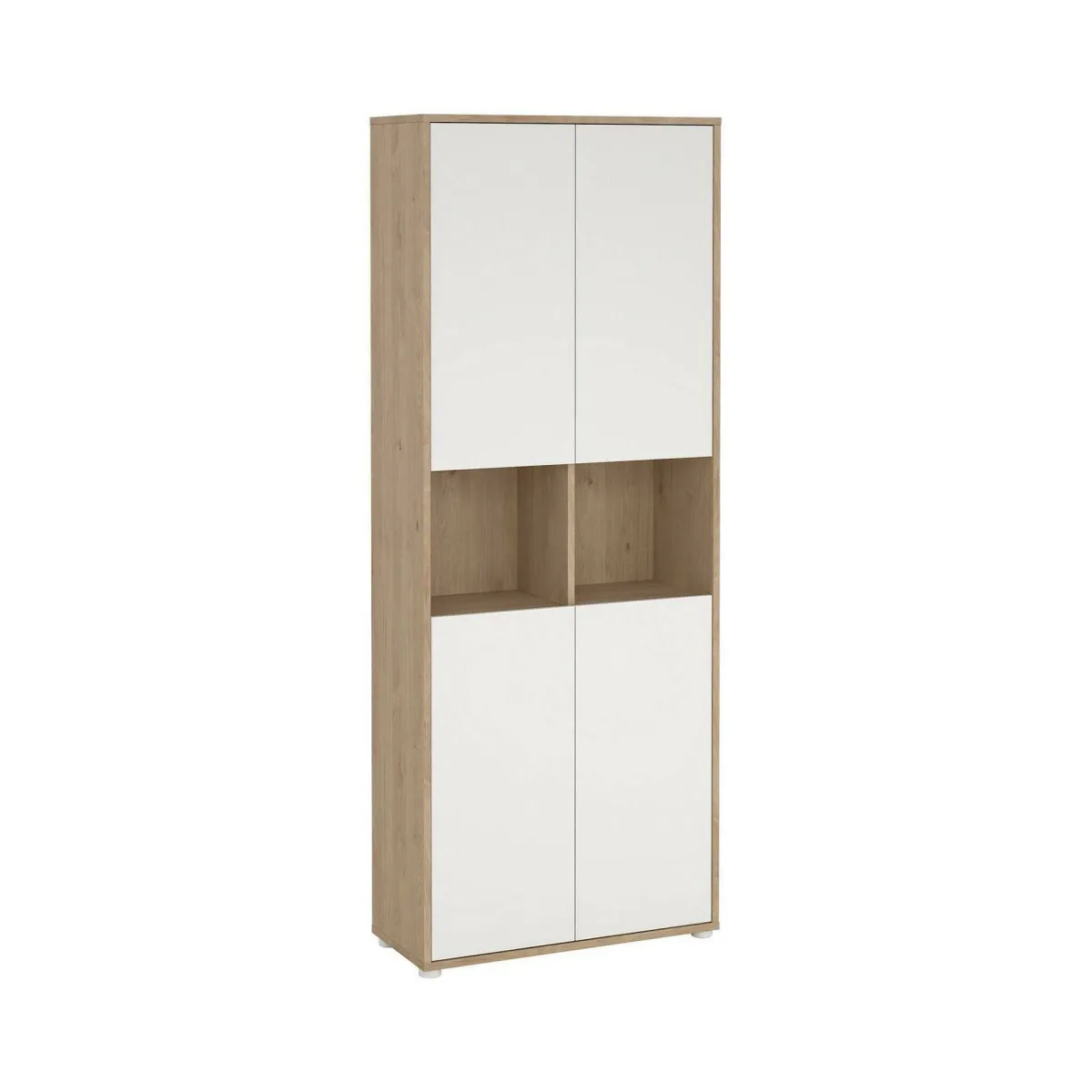 Madie|Credenze > Dmora Credenza alta rovere e bianca 79x34x204h cm 4 ante - Pierre Bianco, Marrone Rovere