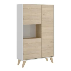 Credenza alta rovere e bianca 81x43x135h cm 3 ante - Crono